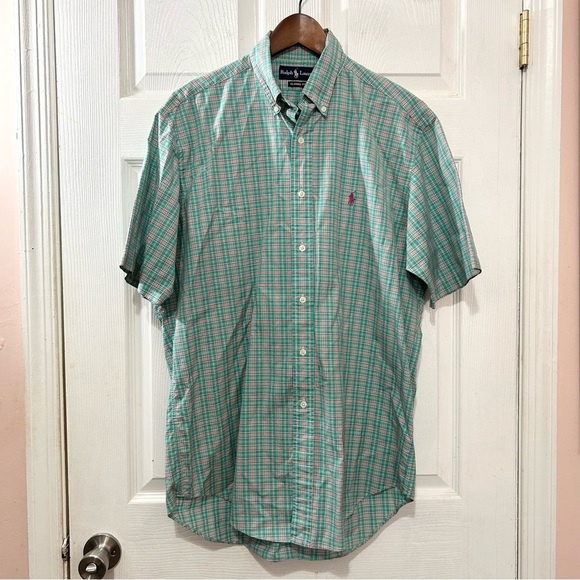 Ralph Lauren Other - POLO Ralph Lauren Men's Plaid Short Sleeve Button Down Shirt Green Pink. Sz Med